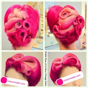 Abi Bovary Le Keux Vintage Diable Rose Pink Victory Roll Hair Style